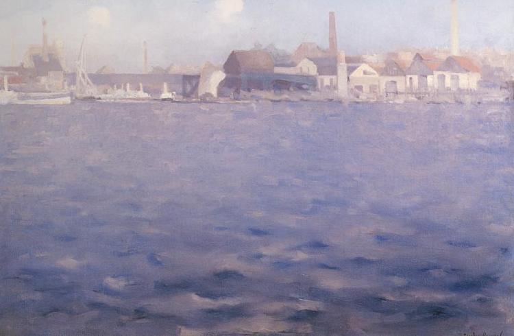 Theodore Roussel Blue Thames End of a Summer Afternoon Chelsea oil painting picture